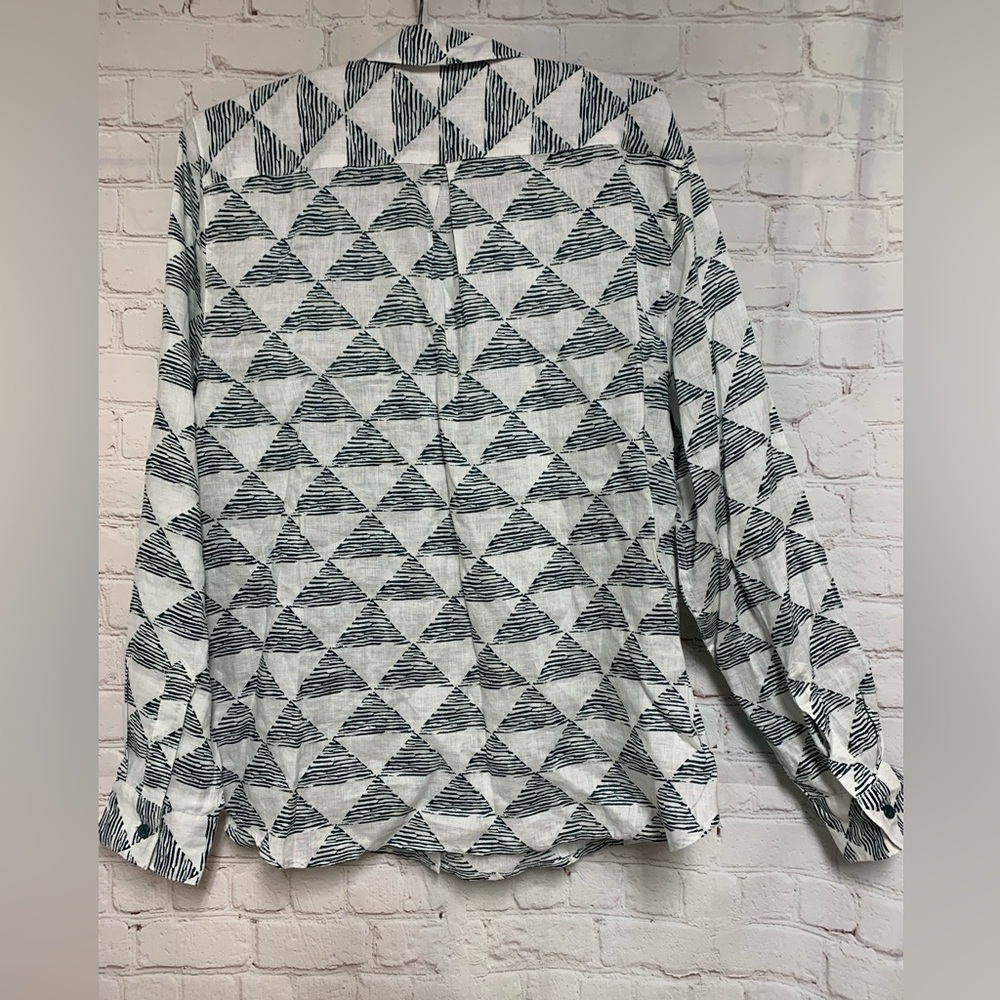 NWOT Garnet Hill Linen Geometric Pattern Top Size 12​ - Picture 5 of 5